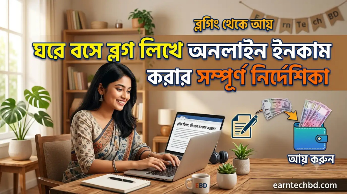 Earn Tech bd থেকে ঘরে বসে ব্লগ লিখে অনলাইন ইনকাম করার সম্পূর্ণ নির্দেশিকা 