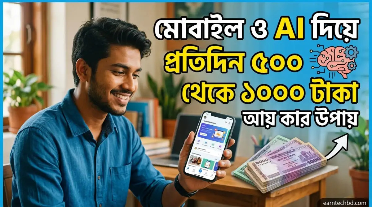 মোবাইল ও AI দিয়ে প্রতিদিন ৫০০ থেকে ১০০০ টাকা আয় করার ৭টি গোপন উপায়